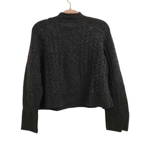 NWT J. Crew Cropped Cable-Knit Rollneck Sweater Supersoft Yarn Dark Gray XS - Picture 9 of 9